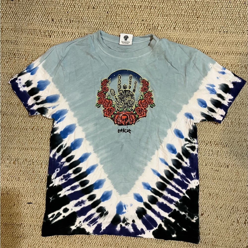 Jerry Garcia Hand & Rose Wreath Tie-Dye Tee (M) Teddy Fresh